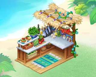 In-game building kitchen in a tropical style